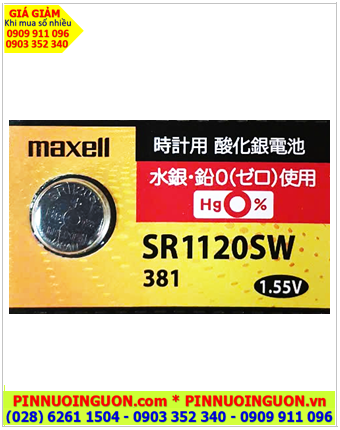 MAXELL SR1120W; Pin đồng hồ 1.55v Silver Oxide Maxell SR1120SW _Pin 391 |HÀNG CÓ SẲN